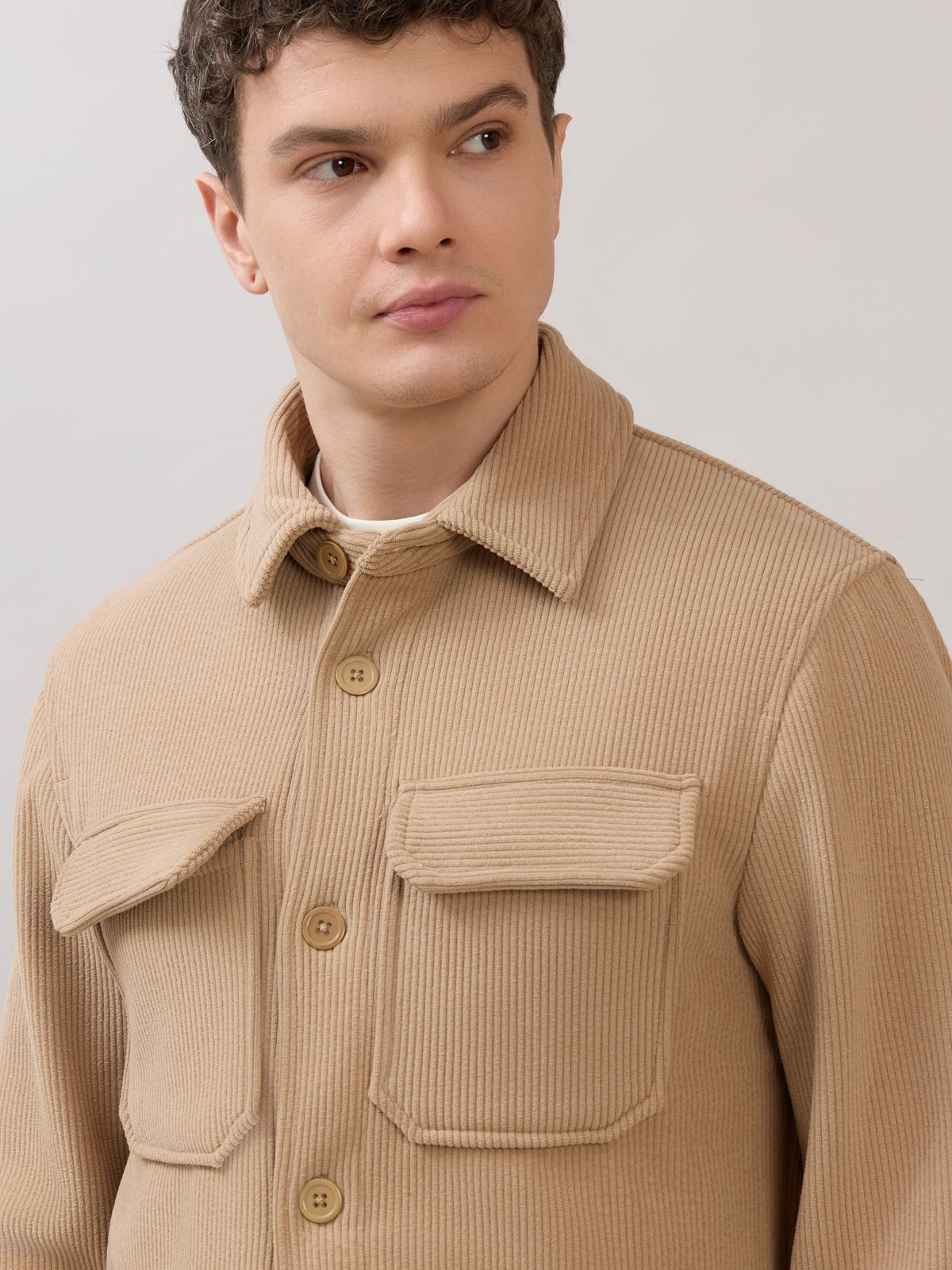 Alloy - Relaxed Corduroy Shacket - Light Brown - Espanshe