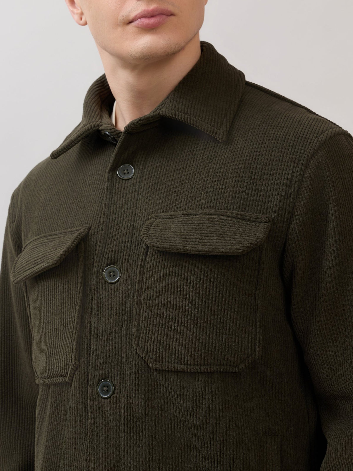 Alloy - Relaxed Corduroy Shacket - Green - Espanshe
