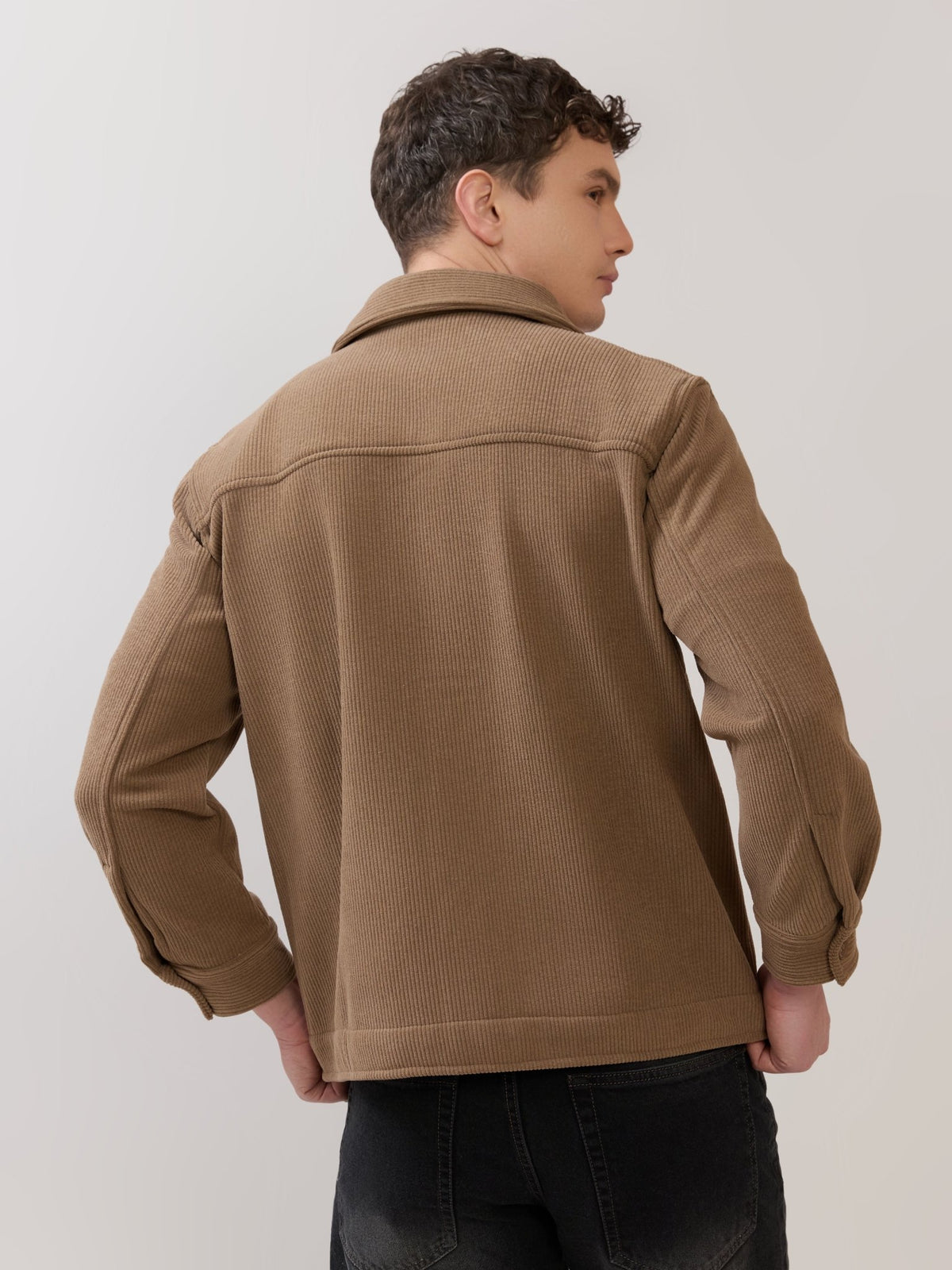 Alloy - Relaxed Corduroy Shacket - Brown - Espanshe