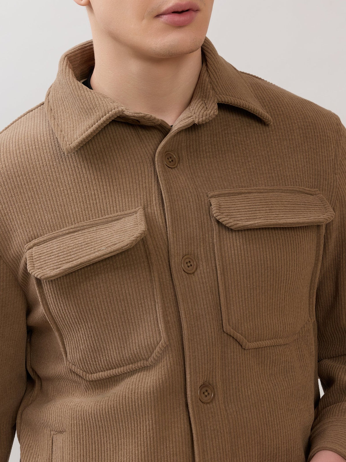 Alloy - Relaxed Corduroy Shacket - Brown - Espanshe