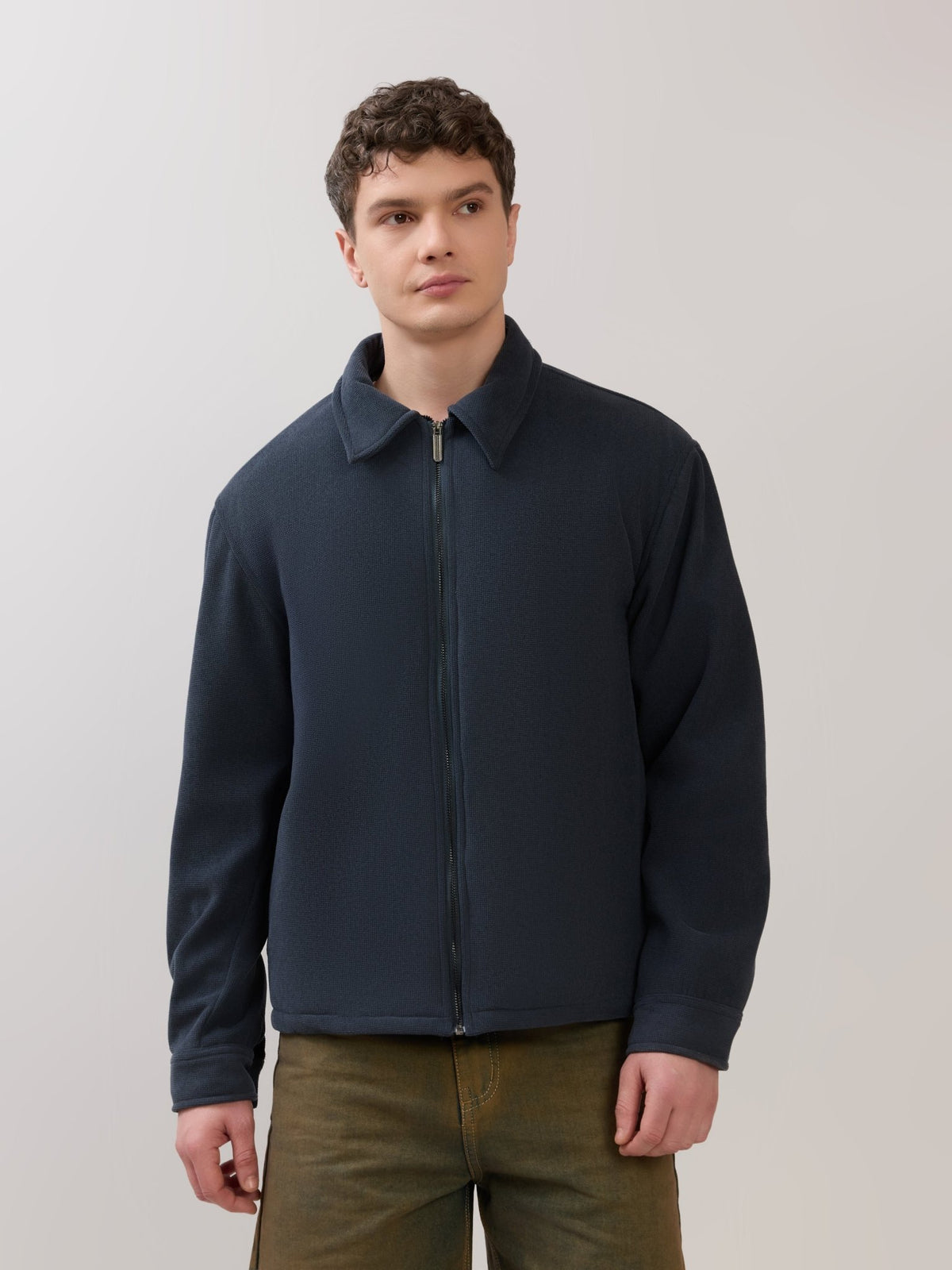 Petal - Relaxed Zip Jacket - Navy Blue - Espanshe