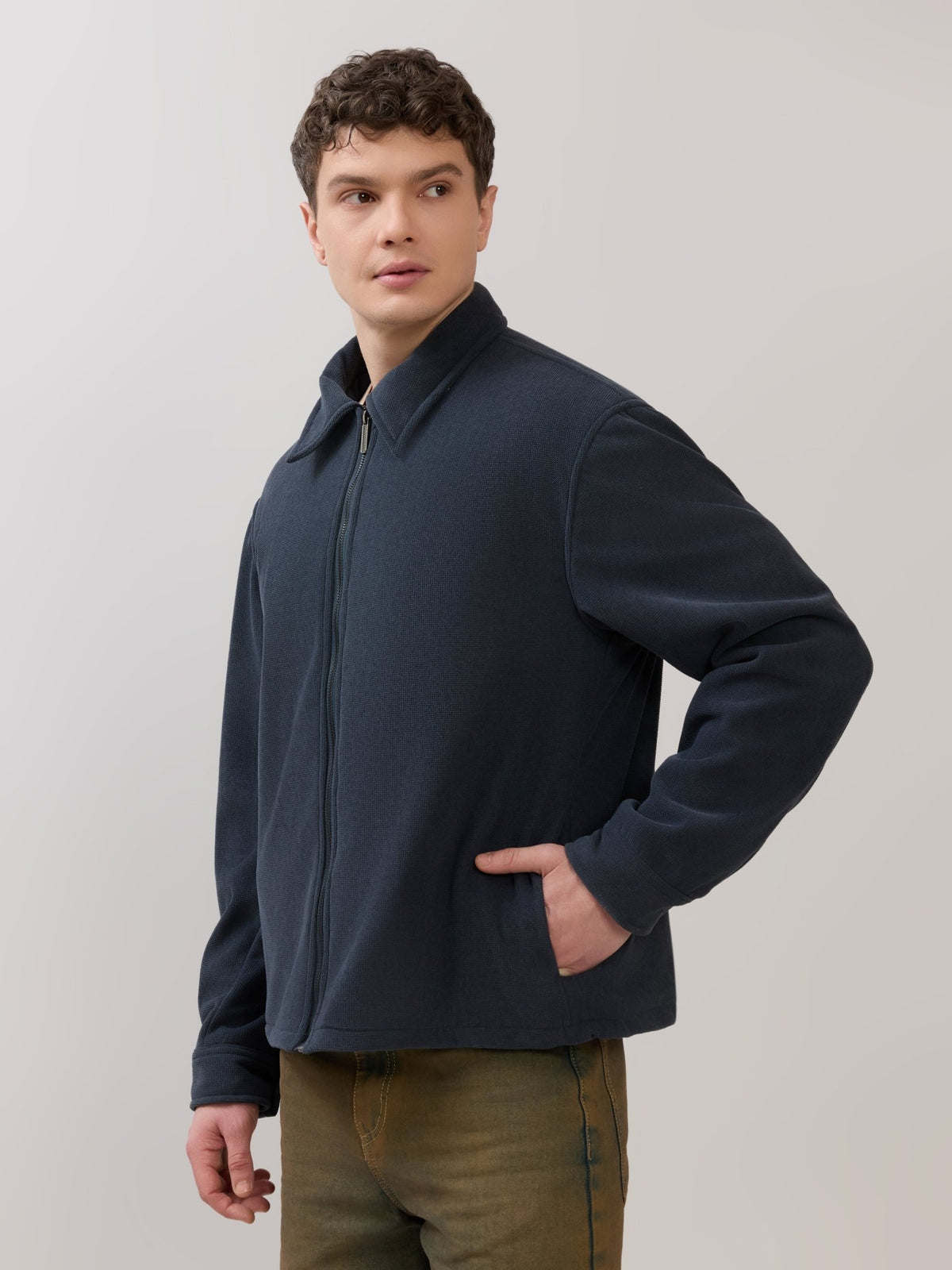 Petal - Relaxed Zip Jacket - Navy Blue - Espanshe