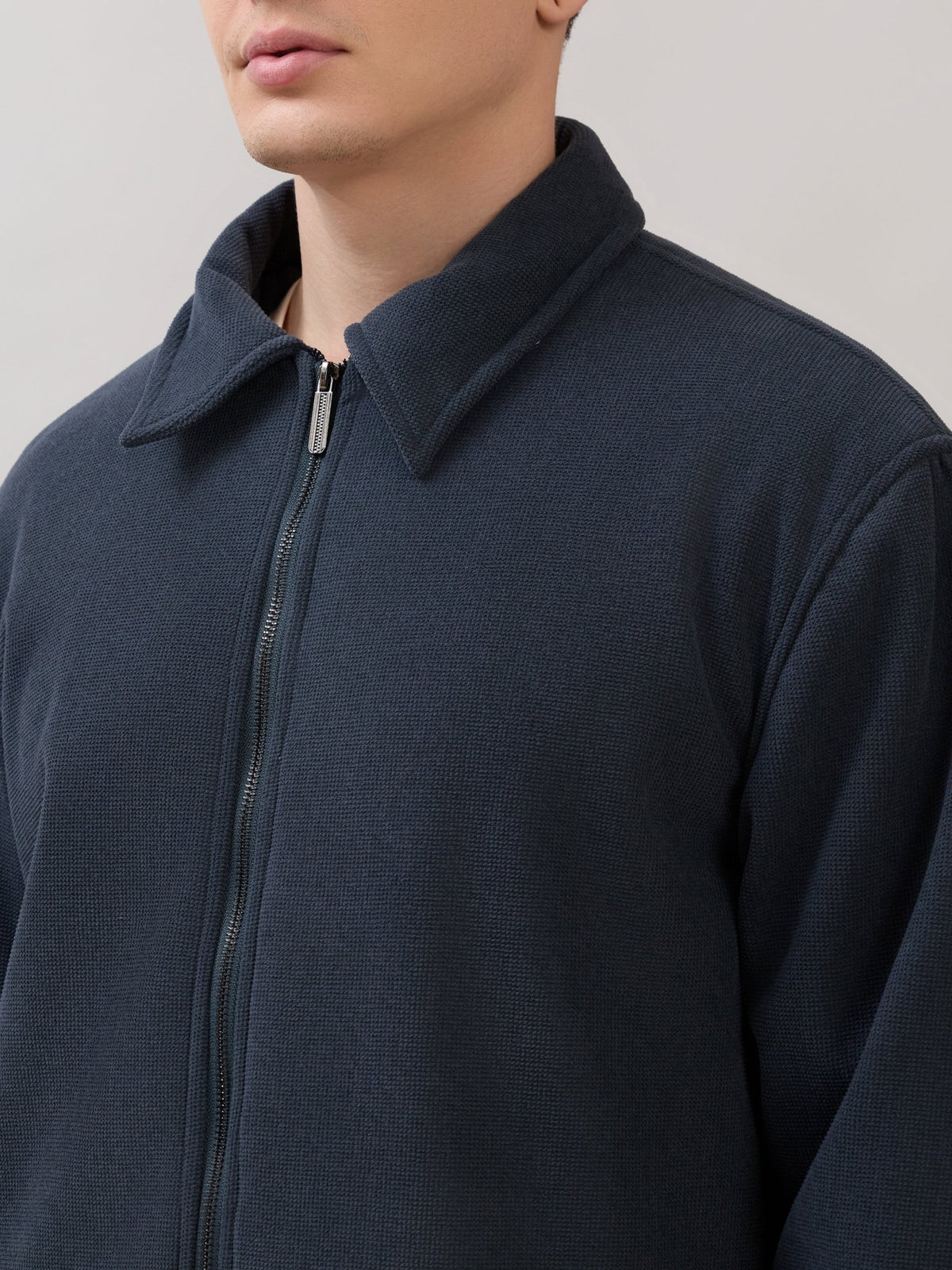Petal - Relaxed Zip Jacket - Navy Blue - Espanshe