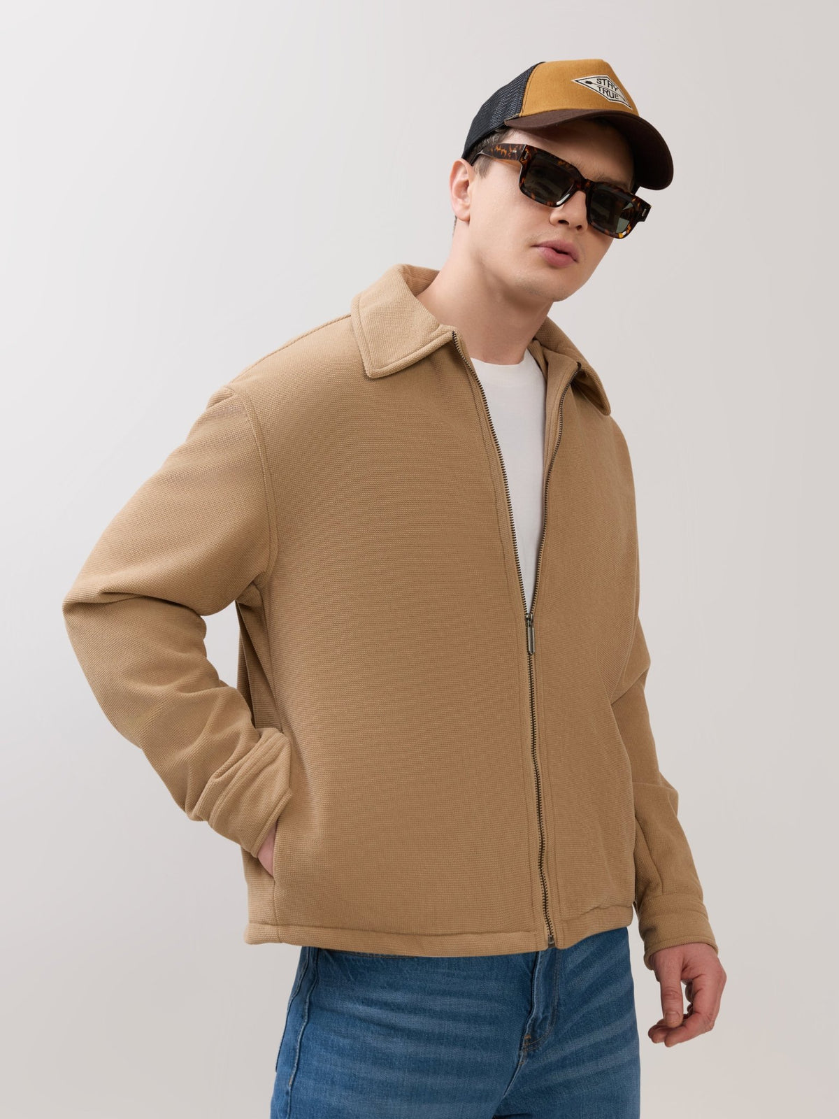 Petal - Relaxed Zip Jacket - Light Brown - Espanshe