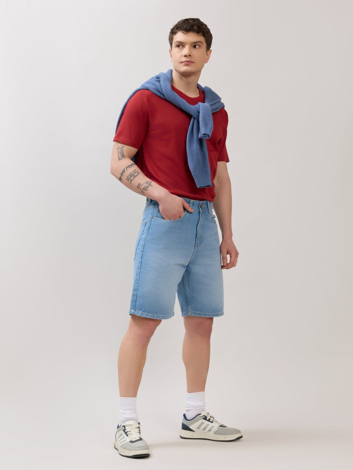 Wax - Relaxed Fit Denim Shorts - Blue - Espanshe
