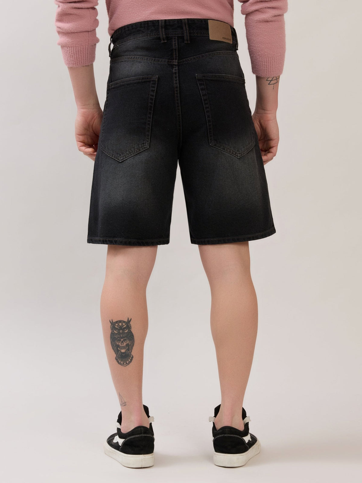 Wax - Relaxed Fit Denim Shorts - Black Shade - Espanshe