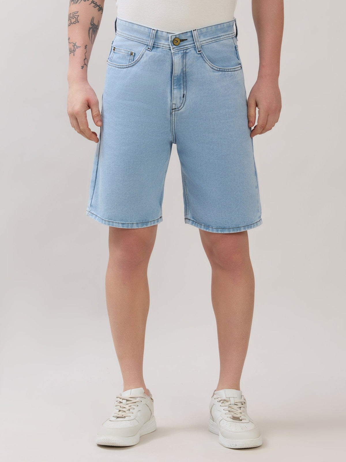 Wax - Relaxed Fit Denim Shorts - Light Blue - Espanshe