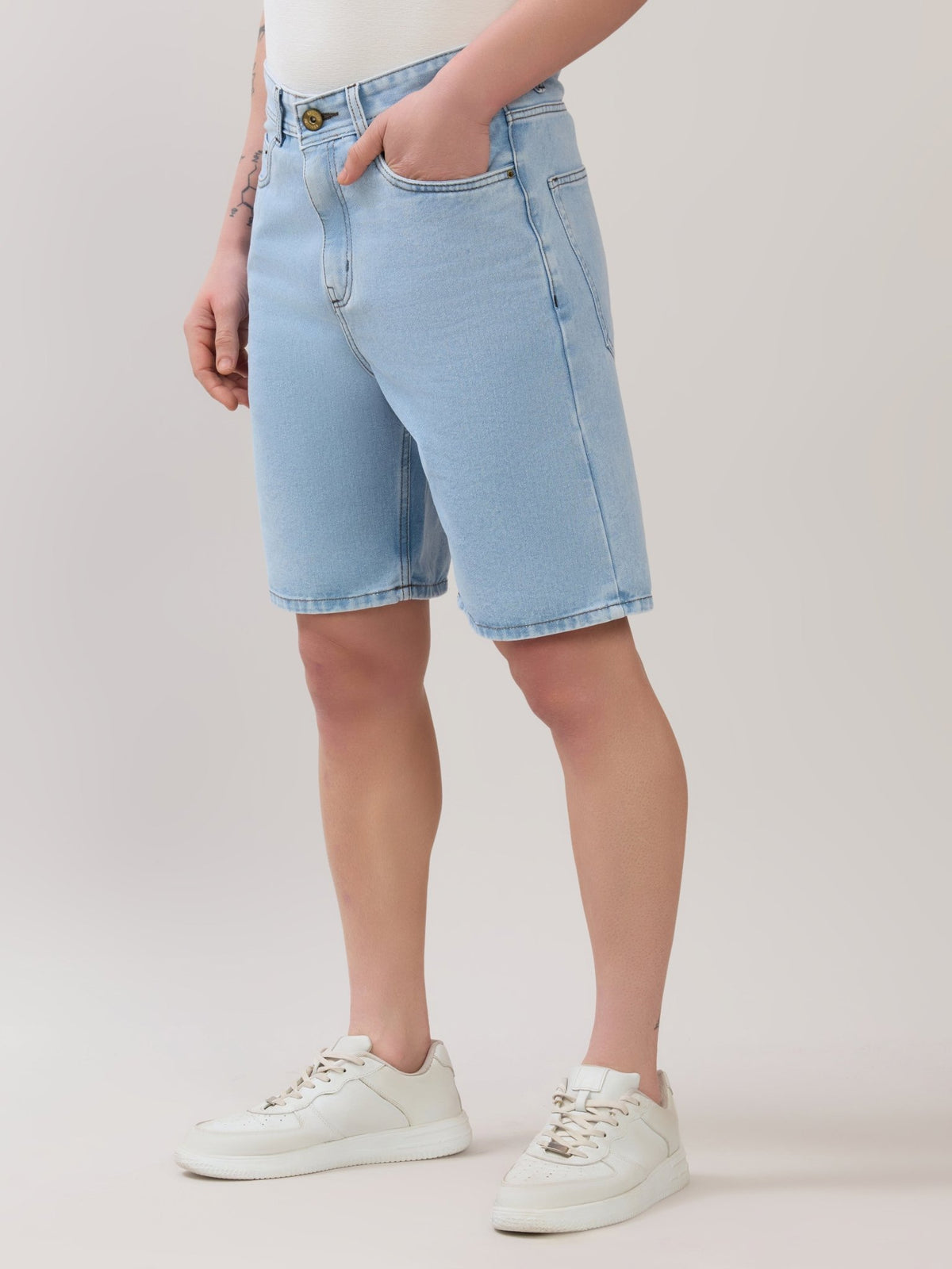 Wax - Relaxed Fit Denim Shorts - Light Blue - Espanshe