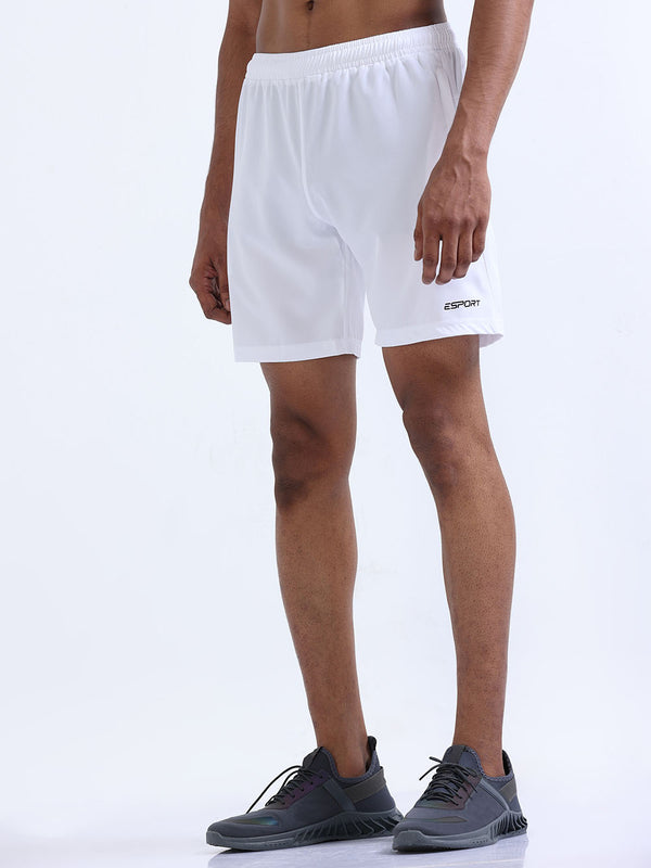 Men's White sport shorts with zip pockets