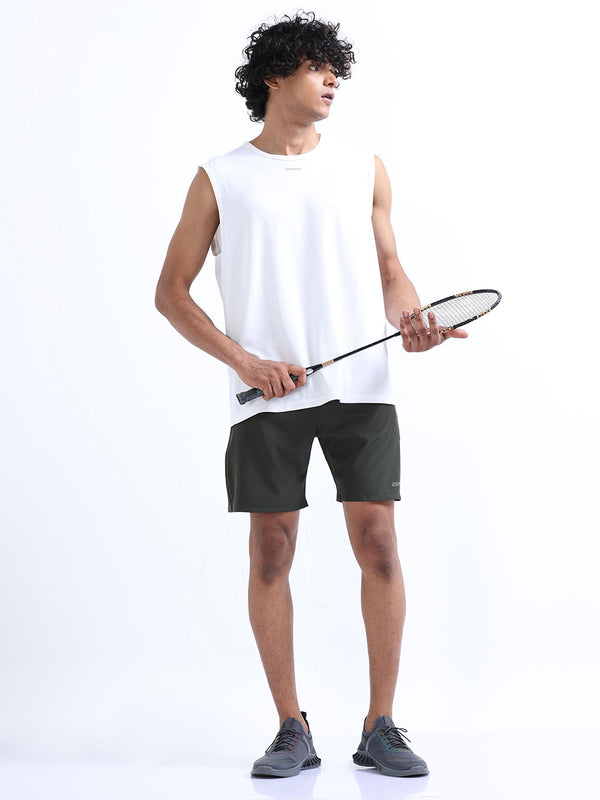Men's Dark Green sport shorts with zip pockets