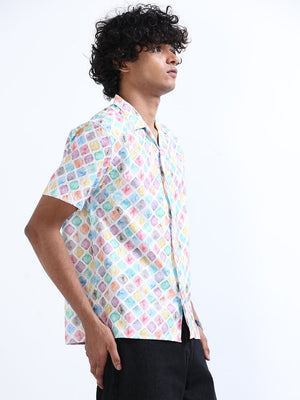 Men's Multicolor Cuban Collar Embroidered shirt - Espanshe