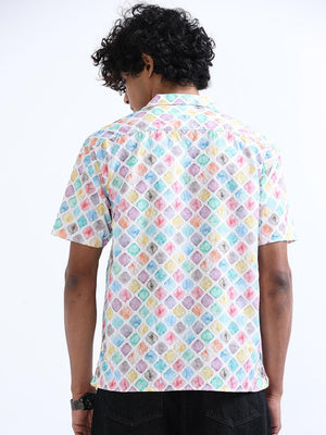 Men's Multicolor Cuban Collar Embroidered shirt - Espanshe