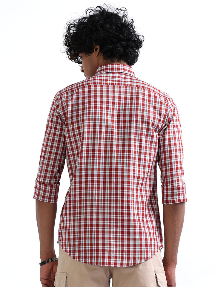 Persian Red Checks Shirt For Men's