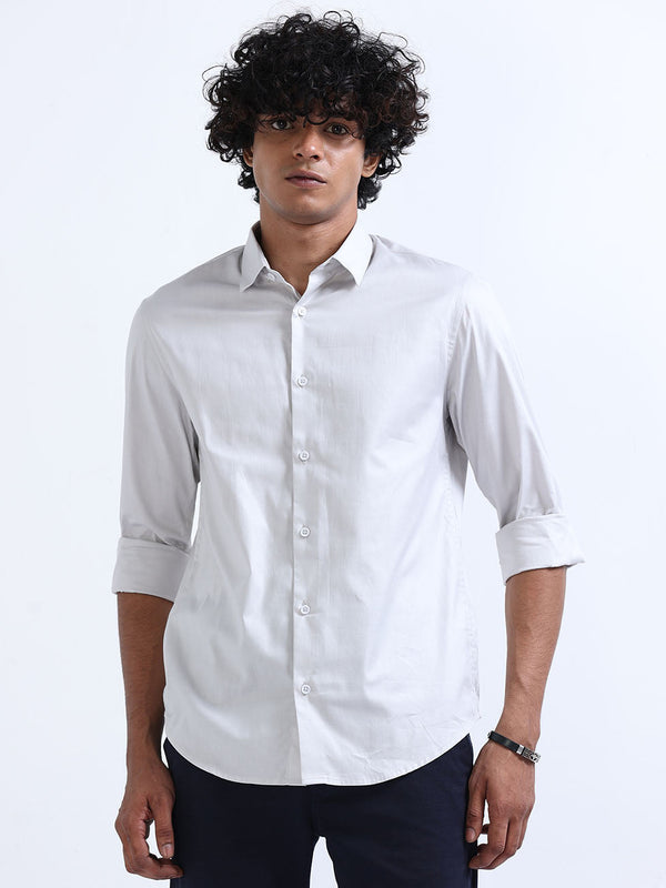 Men's Light Gray Giza Cotton Shirt