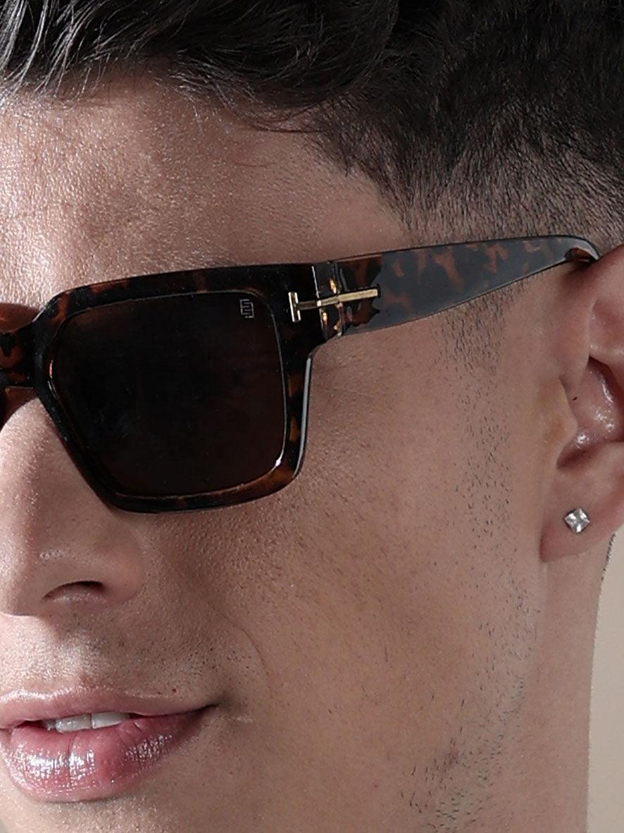 Trip Square Sunglass Tortoise shell Print - Gold Brown - Espanshe