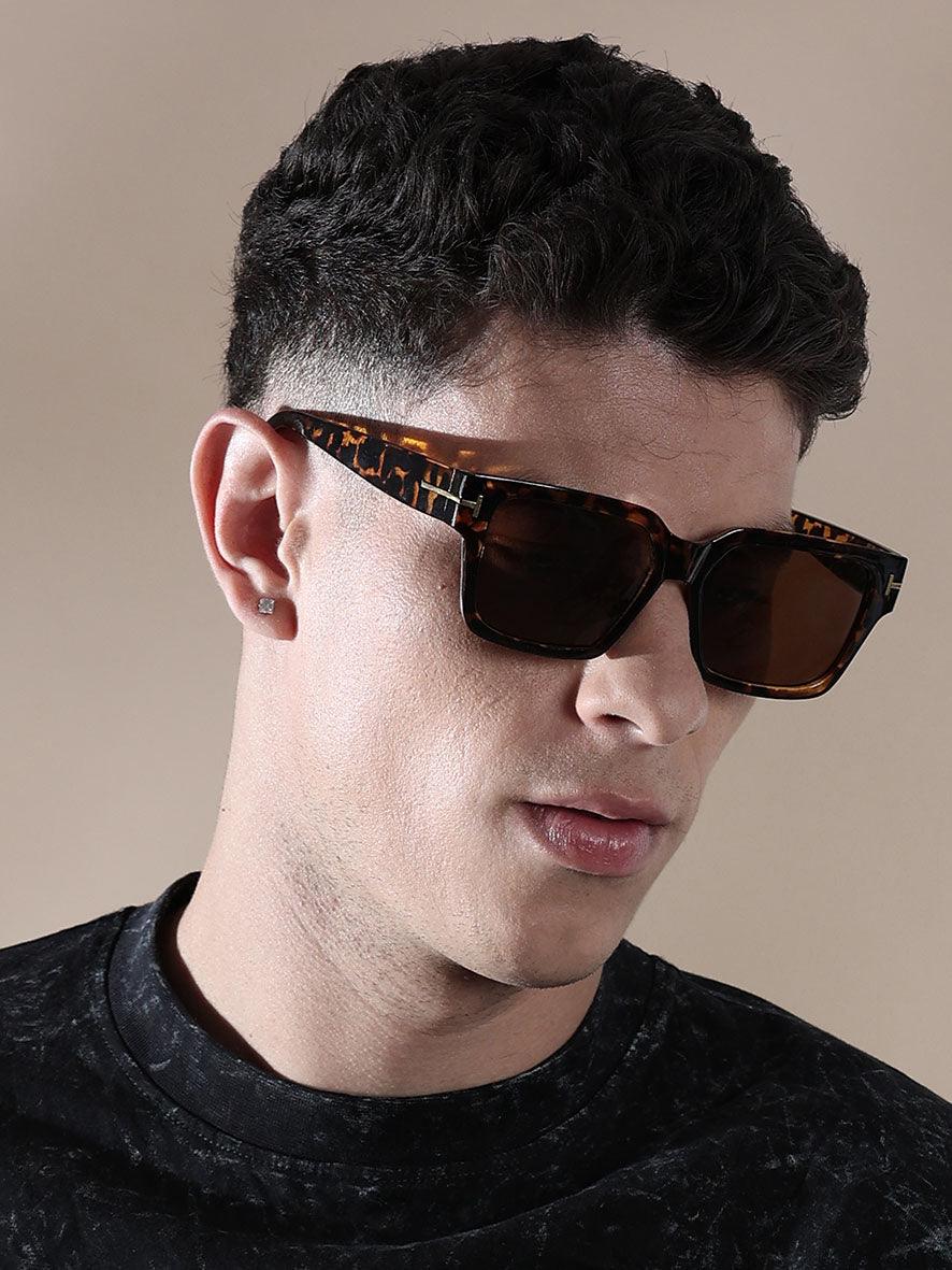 Trip Square Sunglass Tortoise shell Print - Gold Brown - Espanshe