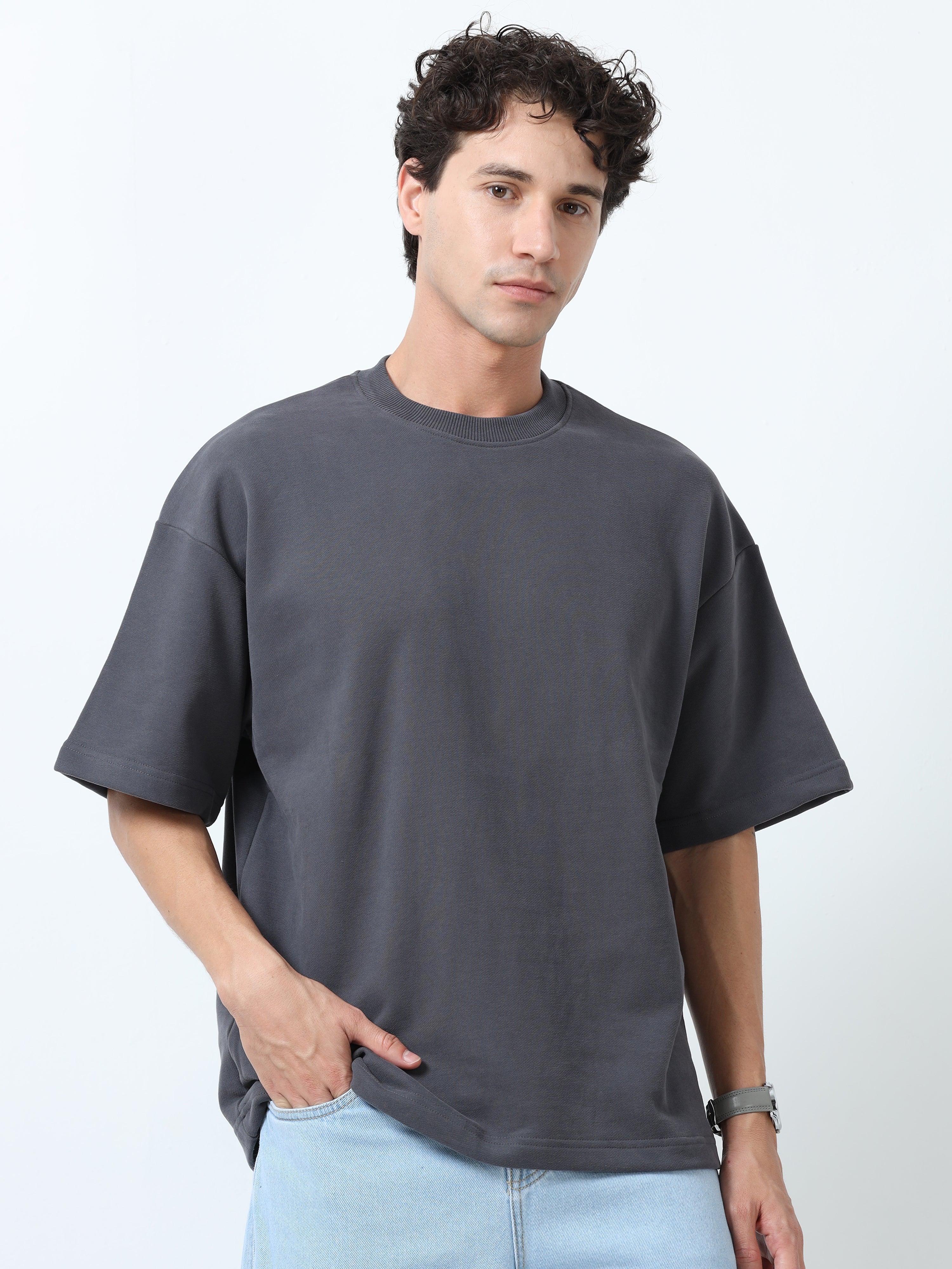 Elowen - Oversized Round neck
 t-Shirt with five sleeve -Espanshe
round neck tshirt for men
five sleeve tshirt for men