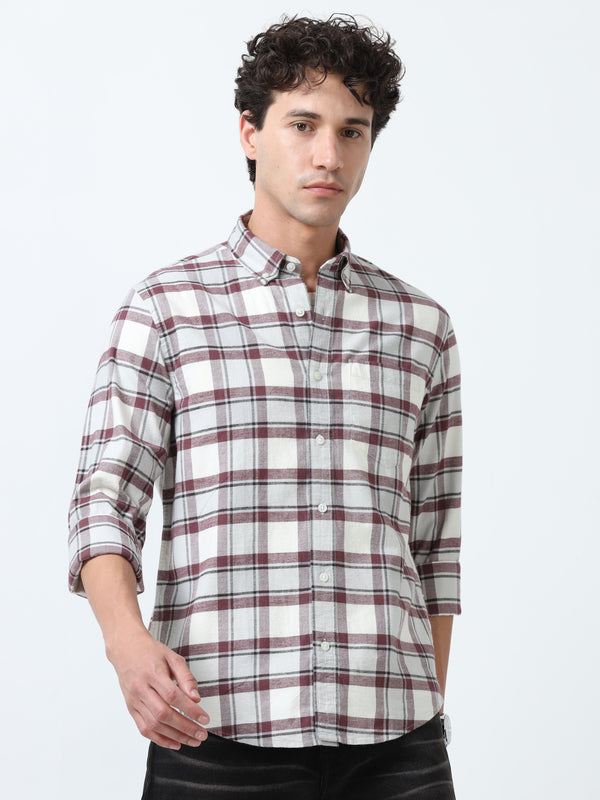 Gideon - Checkered Full Sleeve Shirt - Pale Gray