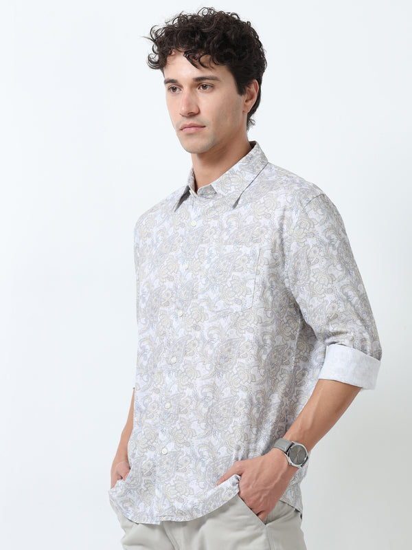 Lyra - Full sleeve Printed Shirt - Grey