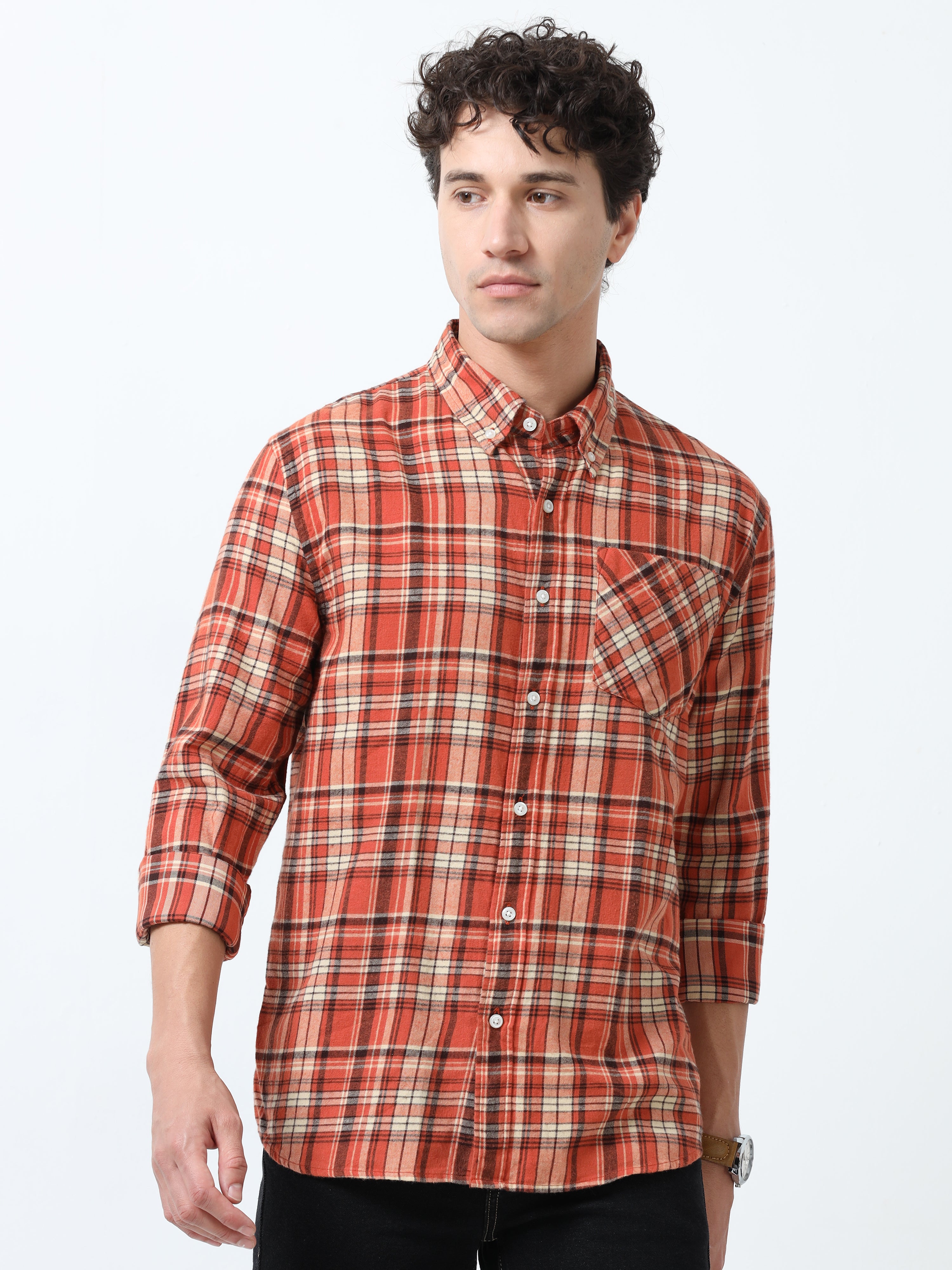 fullsleev checkered shirt in regular fit made from soft brushed fabric
fullsleeve shirts for men
regular fit shirt for men