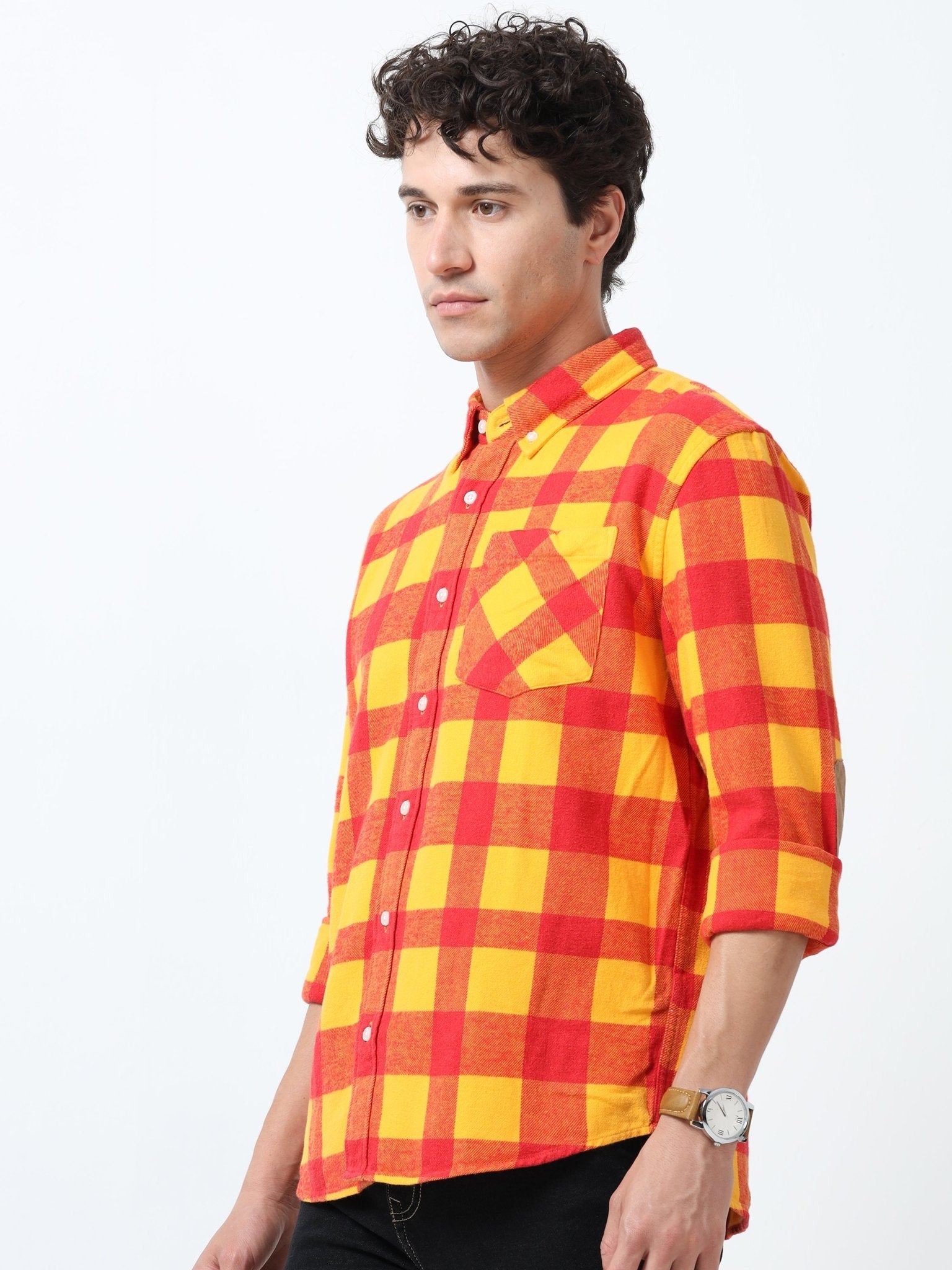 Clio - Brushed Checkered Shirt - Sunset Checkered - Espanshe