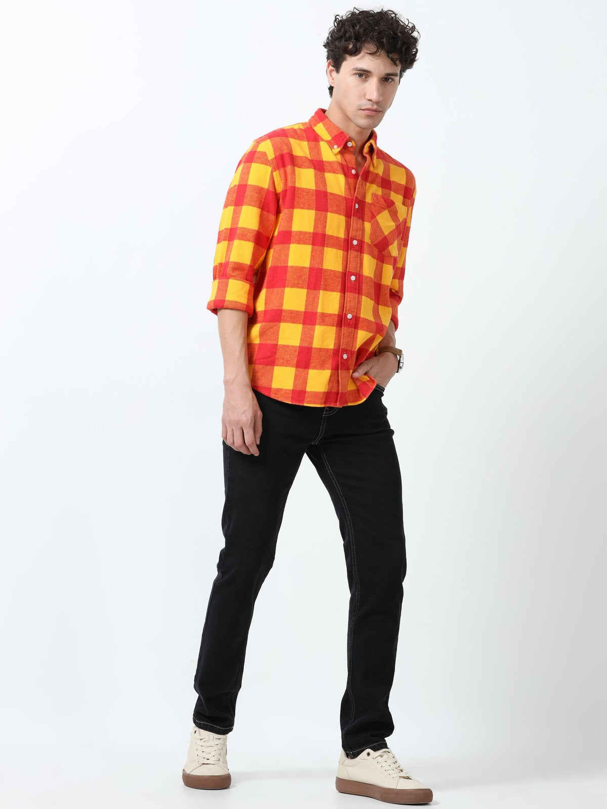 Clio - Brushed Checkered Shirt - Sunset Checkered - Espanshe