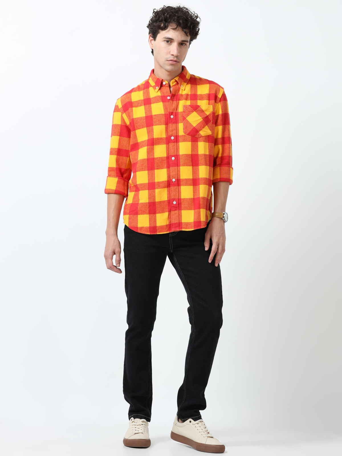 Clio - Brushed Checkered Shirt - Sunset Checkered - Espanshe
