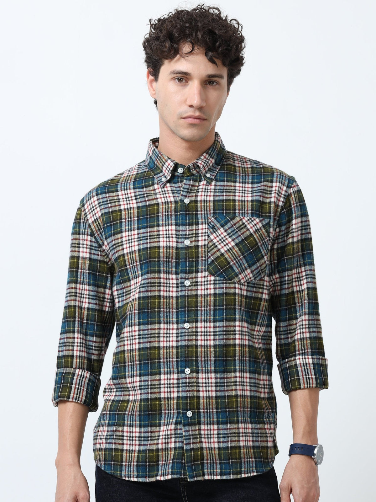 Clio - Brushed Checkered Shirt - Forest Plaid - Espanshe
