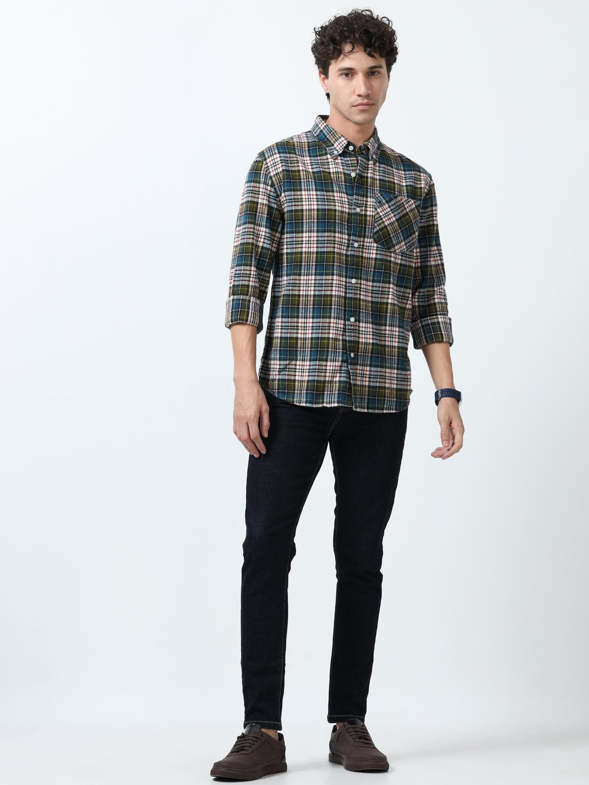 Clio - Brushed Checkered Shirt - Forest Plaid - Espanshe