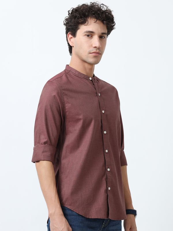 Beckett - Chinese Neck Plain Shirt - Rose Ebony