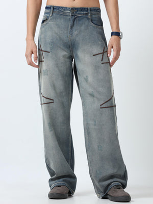 loose fit jeans with stylish embroidery
loose fit jean for men
stylish jean for men