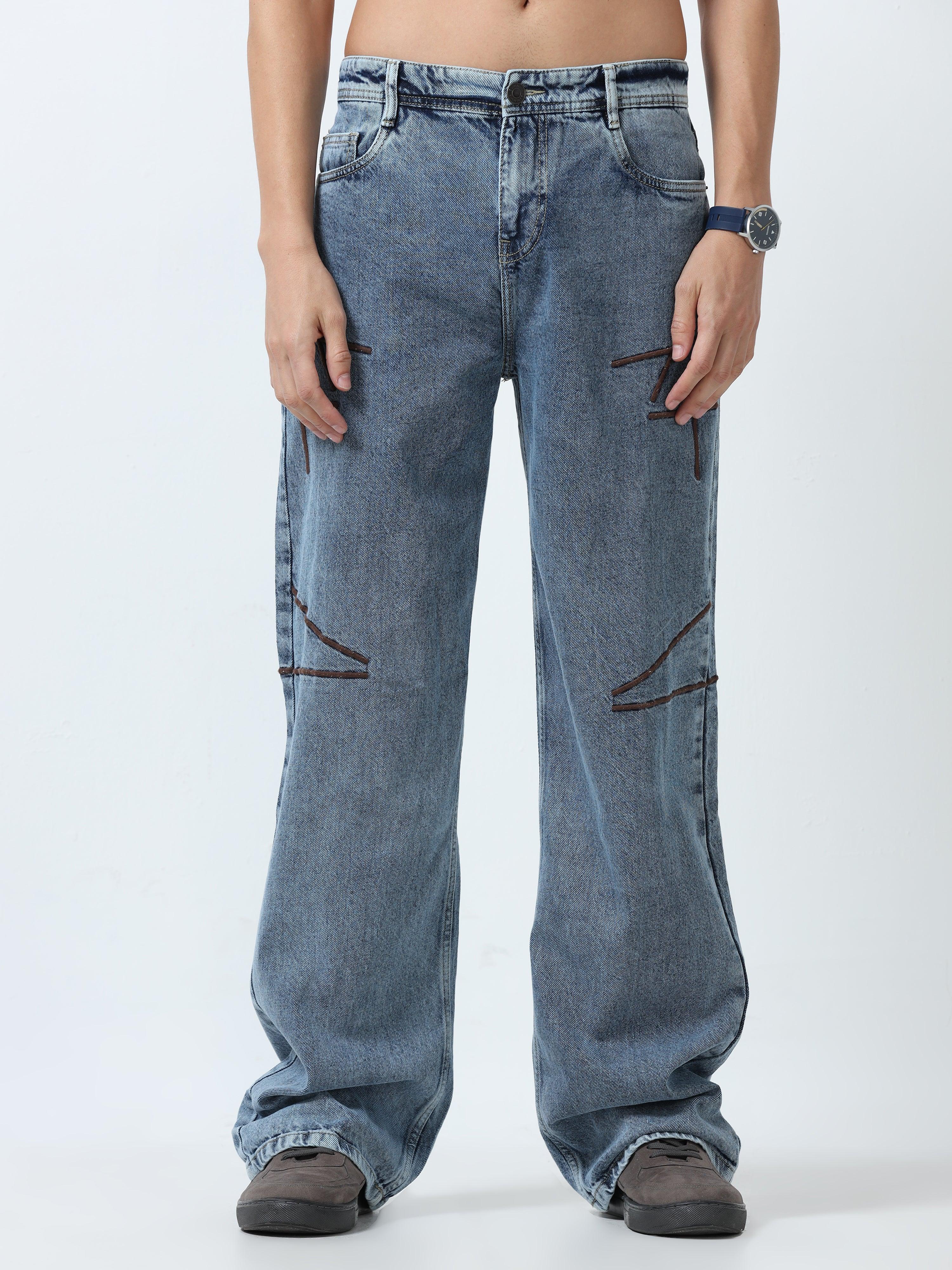 loose fit jeans with stylish embroidery
loose fit jean for men
stylish jean for men