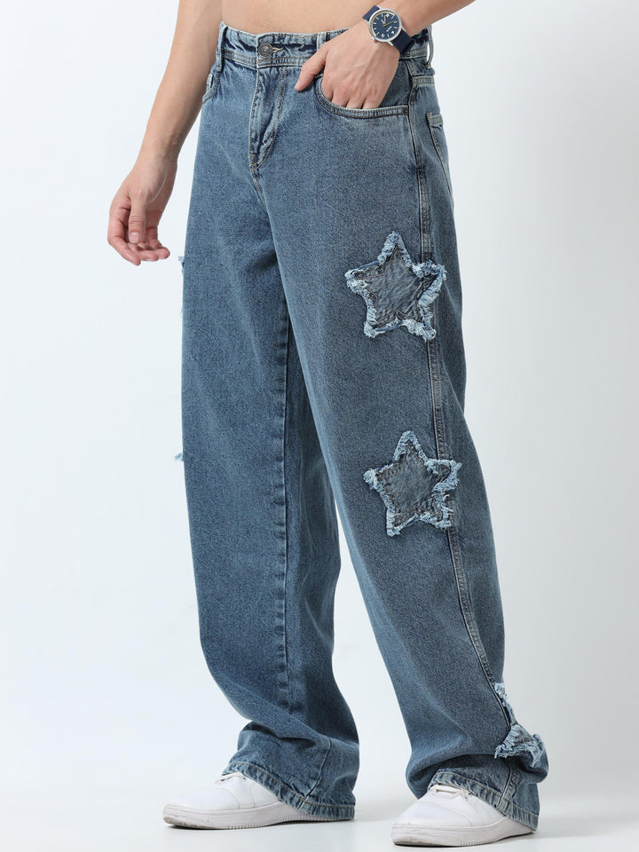 Galatea Loose fit Star Patch Jeans Dark Blue - Main Image