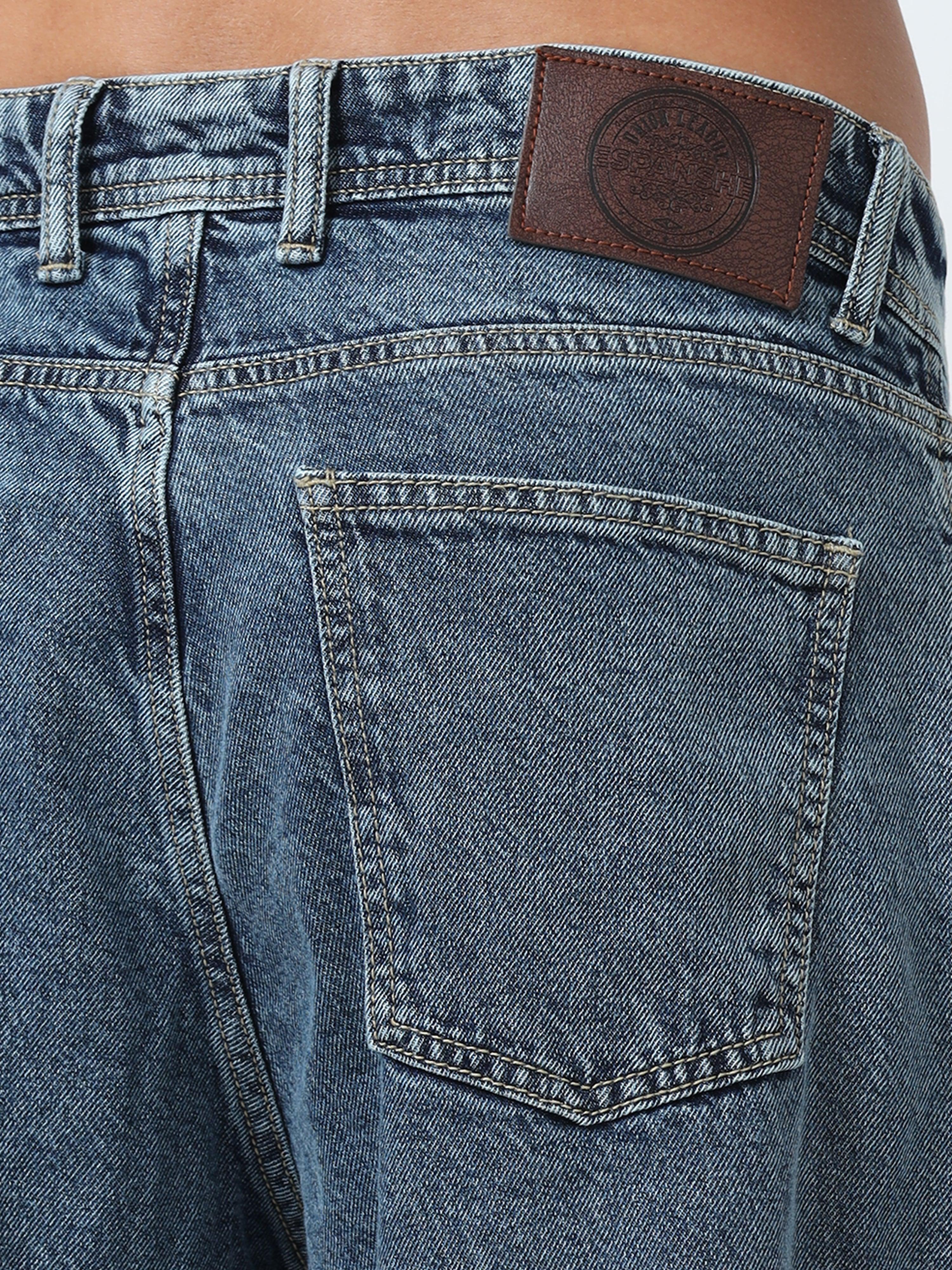 Loose fit washed  jeans with star patch offering a unique look
Loose fit jeans for men
stylish jean for men


