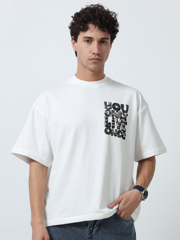 Kestrel - Round neck printed Tshirt - White