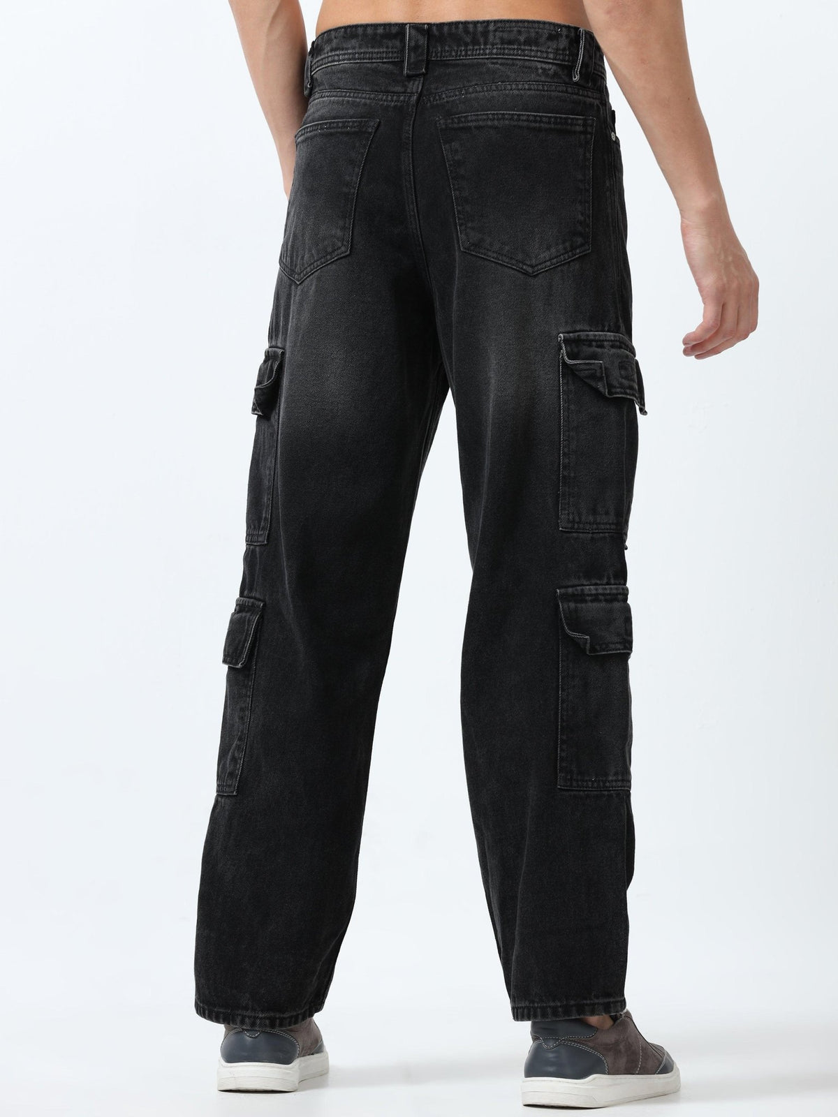Jemima - Faded Relaxed Jeans - Black - Espanshe
