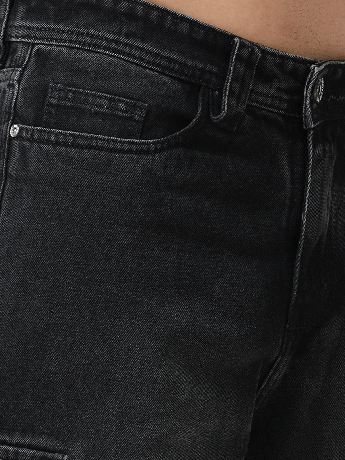 Jemima - Faded Relaxed Jeans - Black - Espanshe