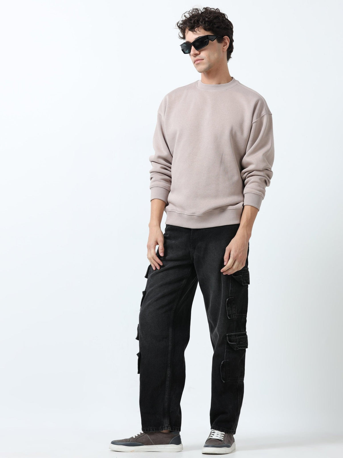Jemima - Faded Relaxed Jeans - Black - Espanshe