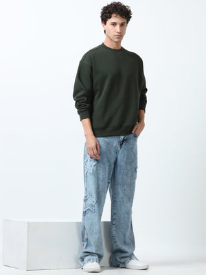 Loose fit washed  jeans with star patch offering a unique look
Loose fit jeans for men
stylish jean for men


