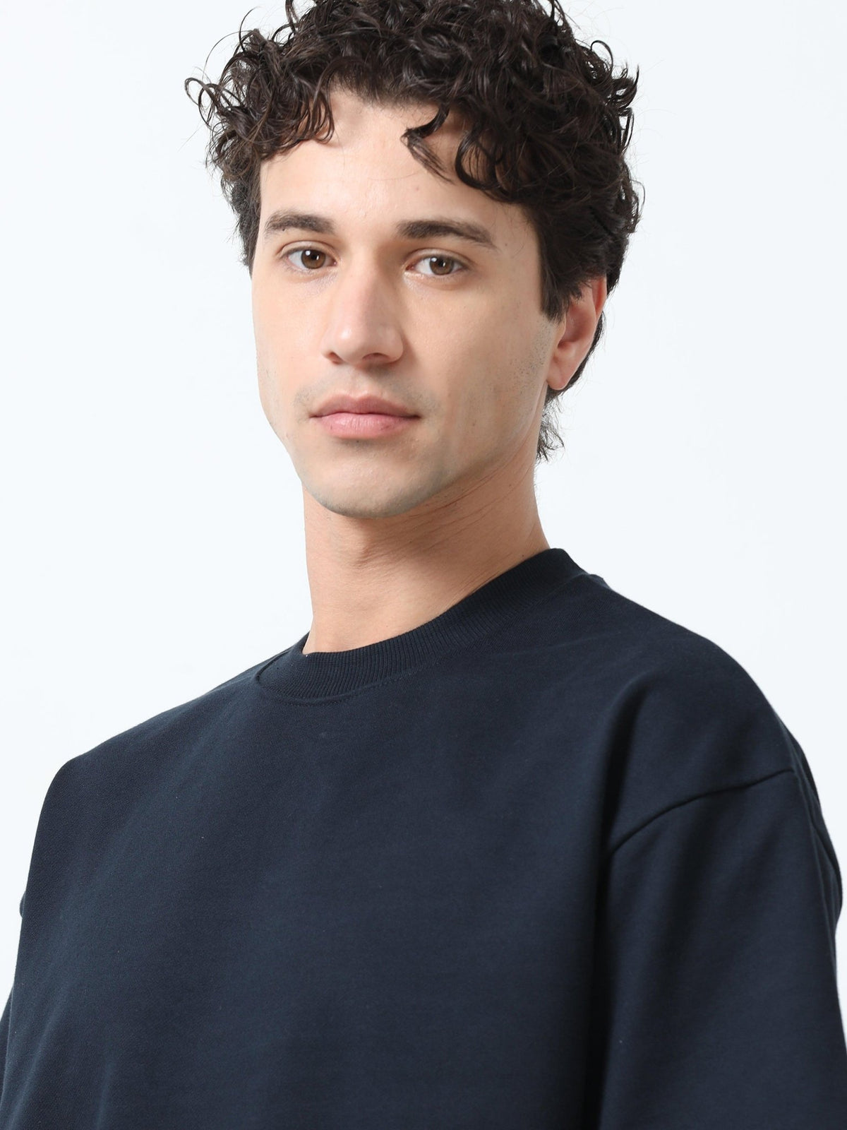 Elowen - Oversized Round neck T Shirt - Navy - Espanshe