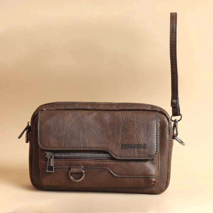 Leather Messenger Bag Small- Brown - Espanshe