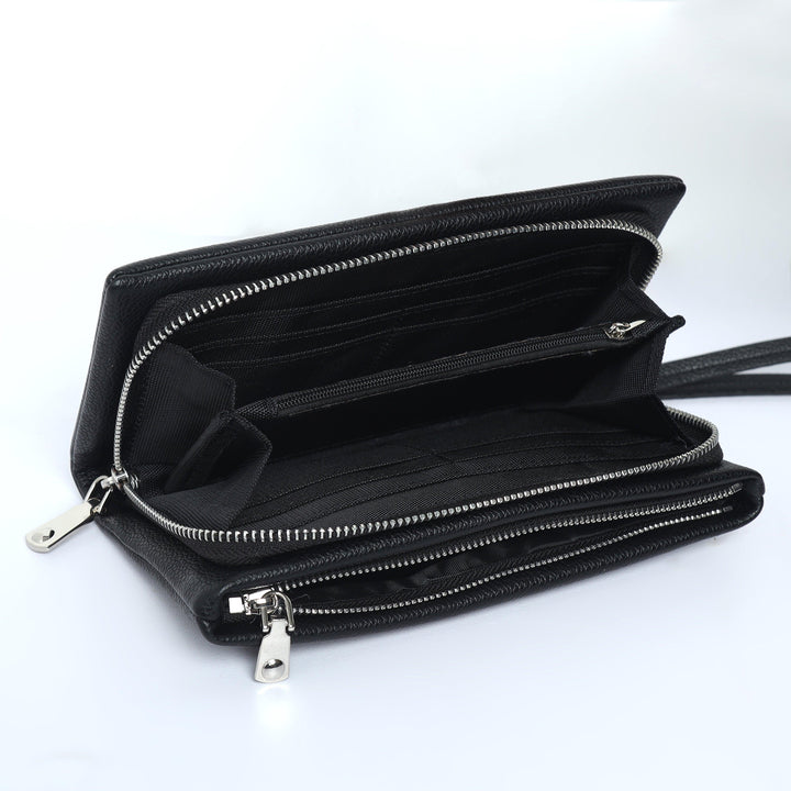 Leather Hand Wallet - Black - Espanshe