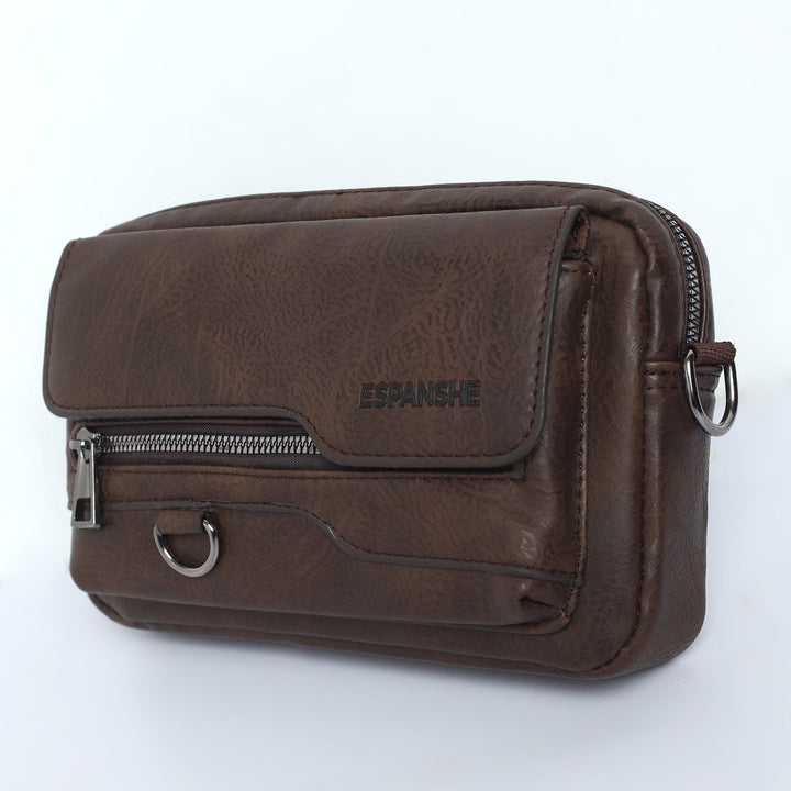 Leather Messenger Bag Small- Brown - Espanshe