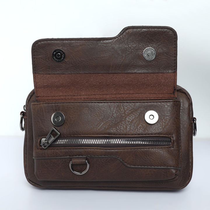 Leather Messenger Bag Small- Brown - Espanshe