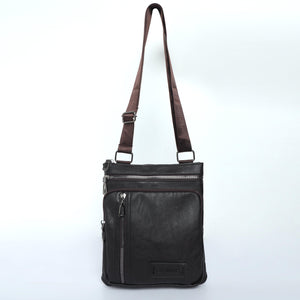 Cross Body Leather Messenger Bag - Brown - Espanshe