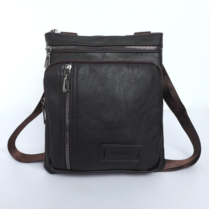 Cross Body Leather Messenger Bag - Brown - Espanshe