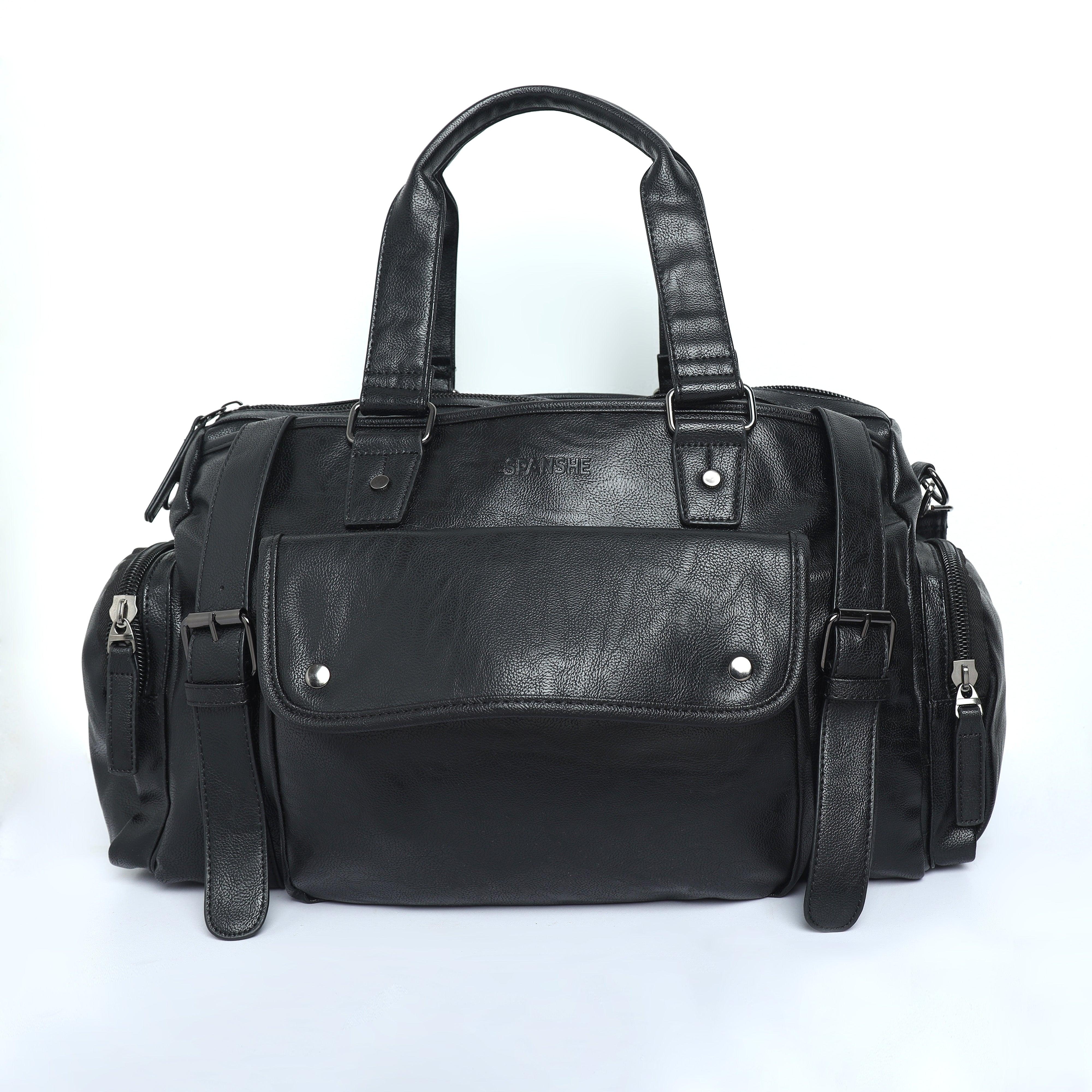 Leather Duffle Bag - Black - Espanshe