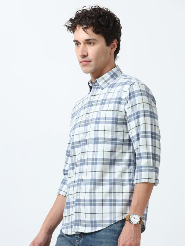 Gideon - Checkered Full Sleeve Shirt - Blue