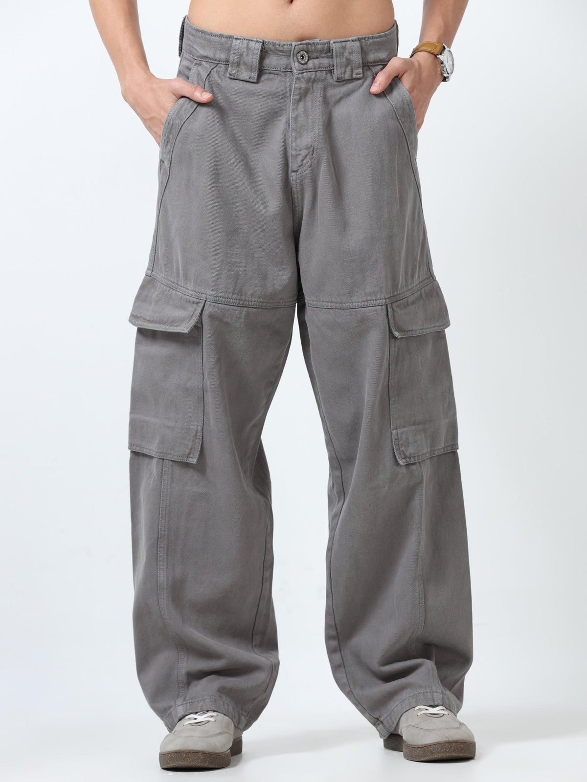 Maverick - Baggy Cargo Jeans - Grey - Espanshe