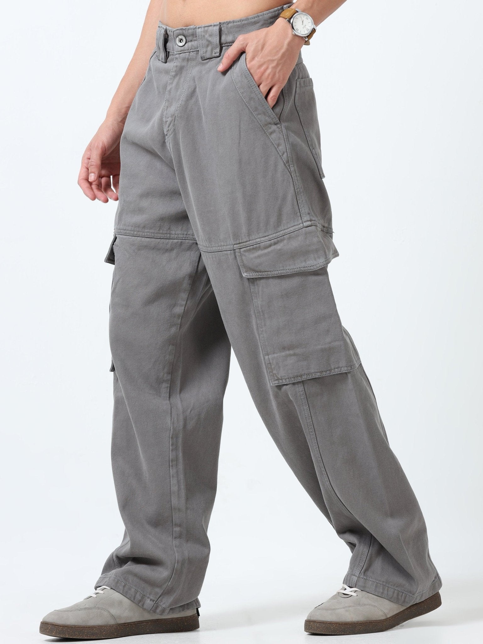 Maverick - Baggy Cargo Jeans - Grey - Espanshe